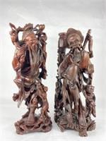 (2) Large Chinese Wood Carved Statues