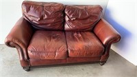 Brown Leather  couch & cleaning kit