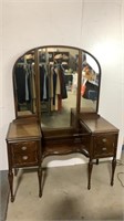 Vintage dark wood mirror vanity