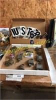 Collection of padlocks, box of numbers/letters