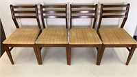 Lot of 4 wood cushioned chairs