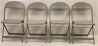 Set of 4 Gray Metal Folding Chairs