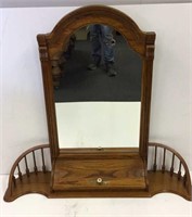 Stand alone vanity mirror with drawer