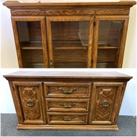 Two piece lighted Buffet hutch