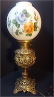 Antique Electrified Banquet Oil Lamp
