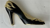 Black rhinestone heel pin 2.25"