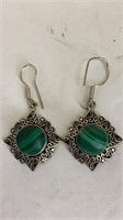 Green stone hanging earrings