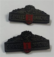 2 Vintage 1956 Skate Dance Competition Pins