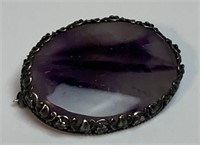 Sterling Silver and Purple Stone Broach