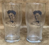 Two Elvis Presley Collector Glasses 6.5" tall
