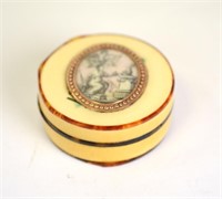 18th C. Miniature Gold Mounted Round Box