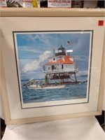 Thomas Point Lighthouse print, framed  S/N