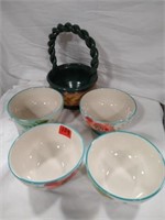 Set of 4 Pioneer Woman bowls, Clay pottery