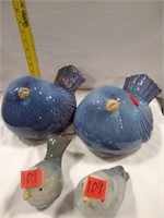 Set of 4 Ceramic Glazed Birds