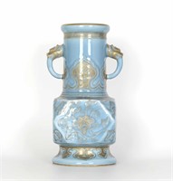 Chinese Gilt Light Blue Glazed Vase