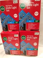 NIB-Icicle lights 300ct.Blue 4 sets