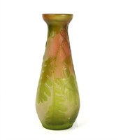 Galle Pink & Green Art Glass Vase