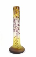Tall Galle  Purple & Yellow Art Glass Vase
