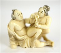 Japanese Carved Erotic Netsuke Figure Group