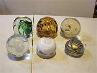 Lot of 6 Glass Paperweights