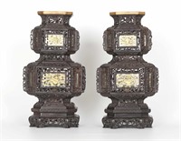 Pr Chinese Zitan Wood Lanterns