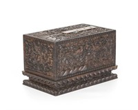 Chinese Carved Zitan Wood Box