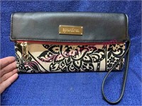Nice Spartina clutch purse (leather & linen)