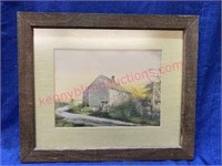 Old farmhouse print in barn wood frame