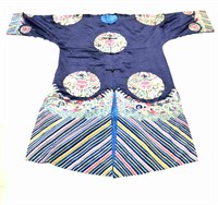 Chinese Silk Embroidered Blue Ground Robe