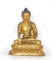 Large Chinese Bronze Buddha Figure of Sakyamuni