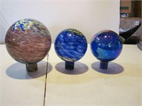 Lot of 3 Glass Glazing Balls