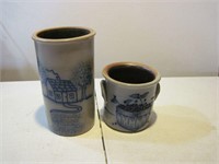2 Stoneware Crock Vases