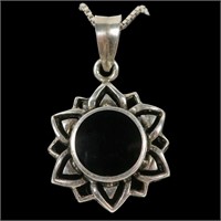 Sterling silver black onyx pendant with