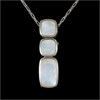 Sterling silver bezel set mother of pearl pendant