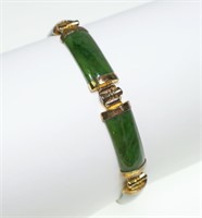 Gold washed 7.5" silver jade bracelet