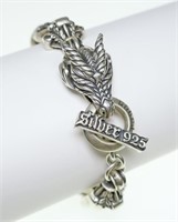 Sterling silver heavy 9" dragon head bracelet