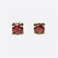 Sterling silver round brilliant cut garnet stud