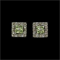 Sterling silver white topaz and peridot square