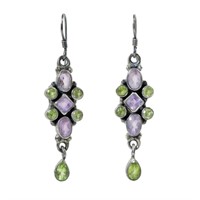 Sterling silver bezel set amethyst and peridot