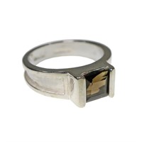 Sterling silver bezel set square cut smoky quartz