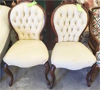 PAIR OF ROSE CARVED CHAIRS