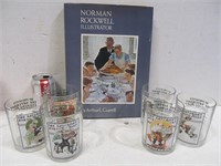 Norman Rockwell book & tumblers