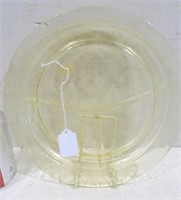 Yellow depression glass divided plate