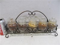 Spice shakers in metal holder