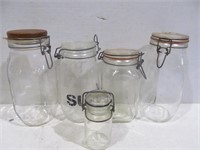 5 misc. canister jars