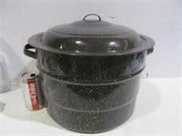 Enamel Speckled canning pot w. lid