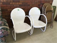 pair retro metal patio chairs