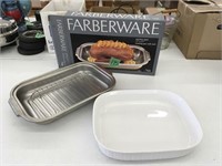 faberware metal pan, white baking pan
