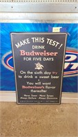 Budweiser beer sign.