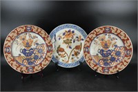 3 Chinese Imari Enamel Porcelain Plates